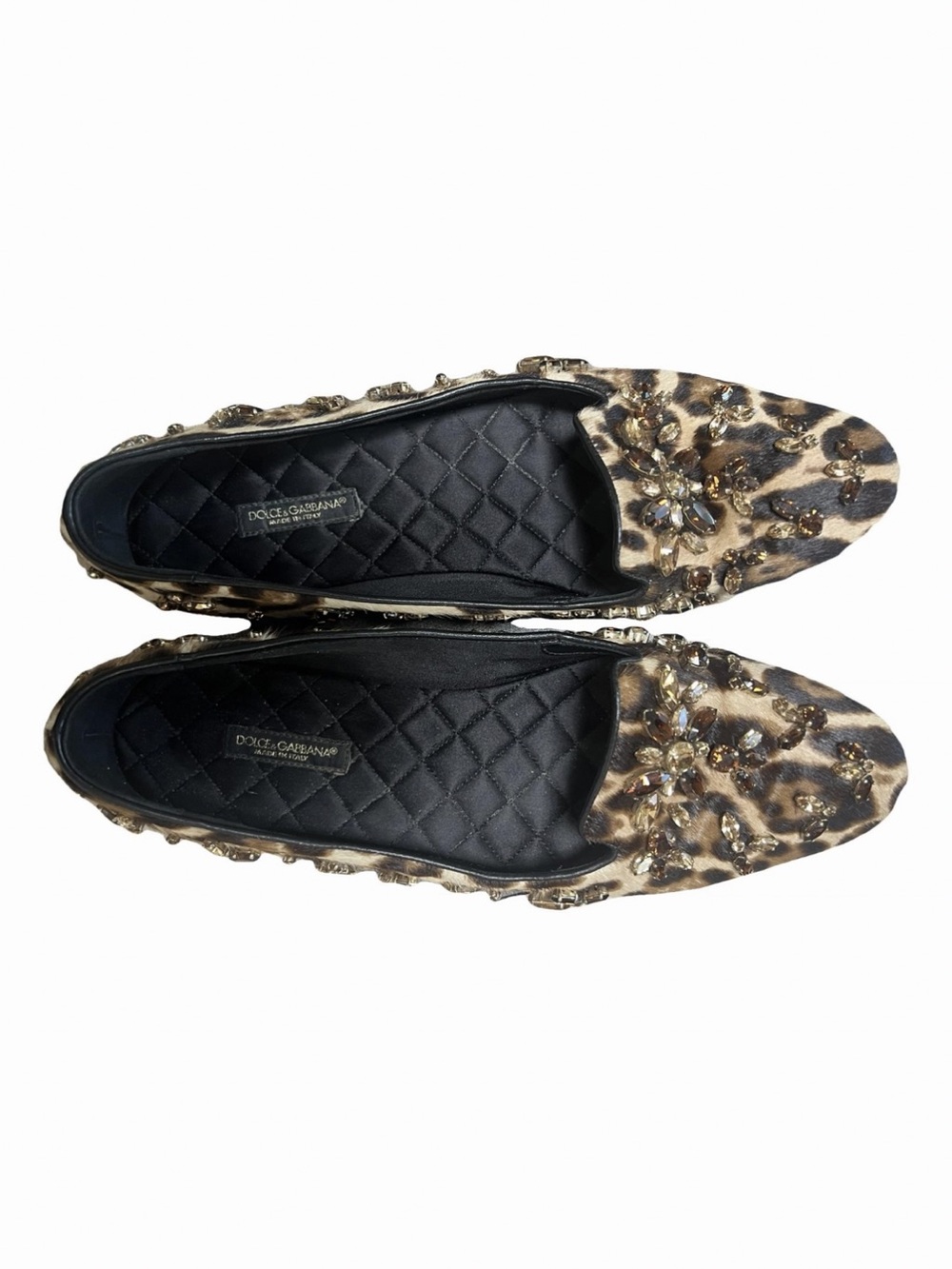 Dolce & Gabbana Leopard Print Jeweled Flats - Brown, Black, Gold - Picture 9 of 9